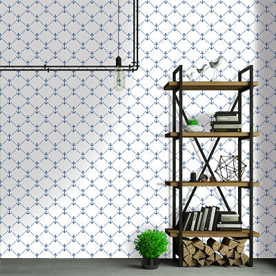 Blue anchors removable wallpaper