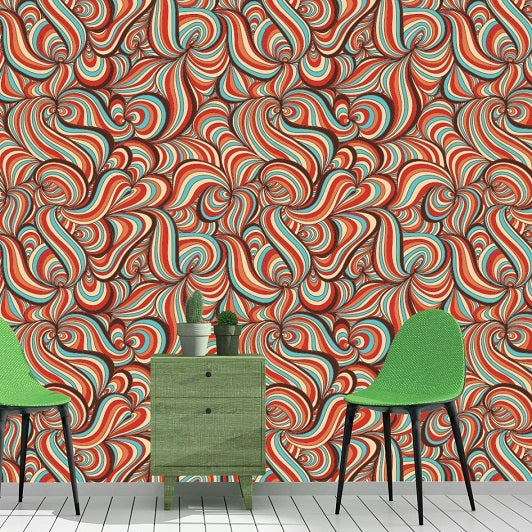 Groovy Baby! Psychedelic Removable Wallpaper in Living Room