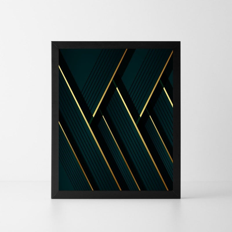 Green and Gold Art Deco Poster Print