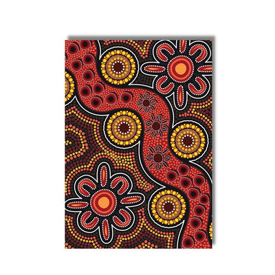 Yellow and Red Aboriginal Painting Poster Print