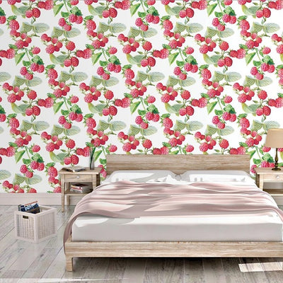 Removable Wallpaper in bedroom Raspberry Pattern