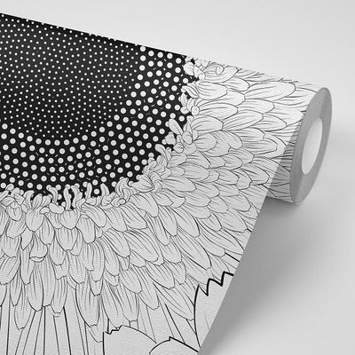 Black and White Sunflowers Removable Wallpaper Roll