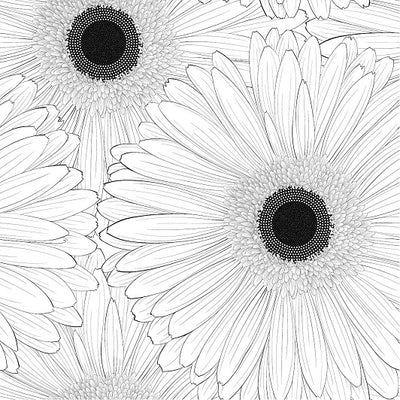 Black and White Sunflowers Removable Wallpaper Swatch
