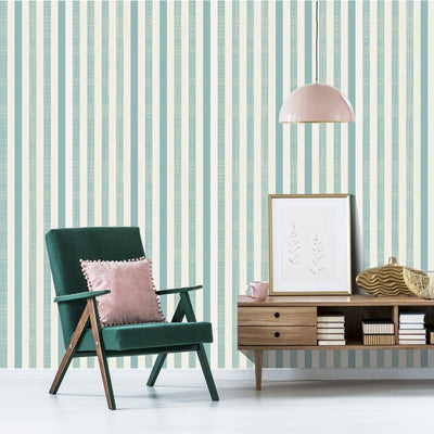 Stripy Blue Pyjamas Removable Wallpaper in Living Room