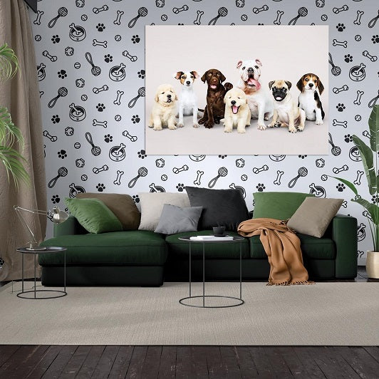 Dog Days Removable Wallpaper in Living Room