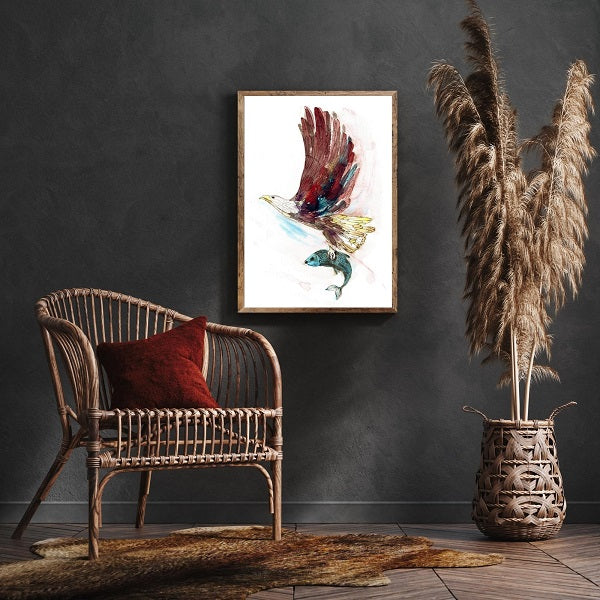 Eagle in Flight Poster Print on Wall
