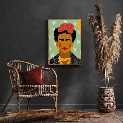 Frida Kahlo Wall Art in Living Room Setting