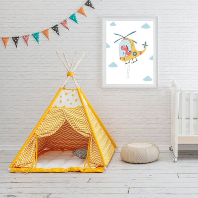 Kids helicopter poster print on nursery wall