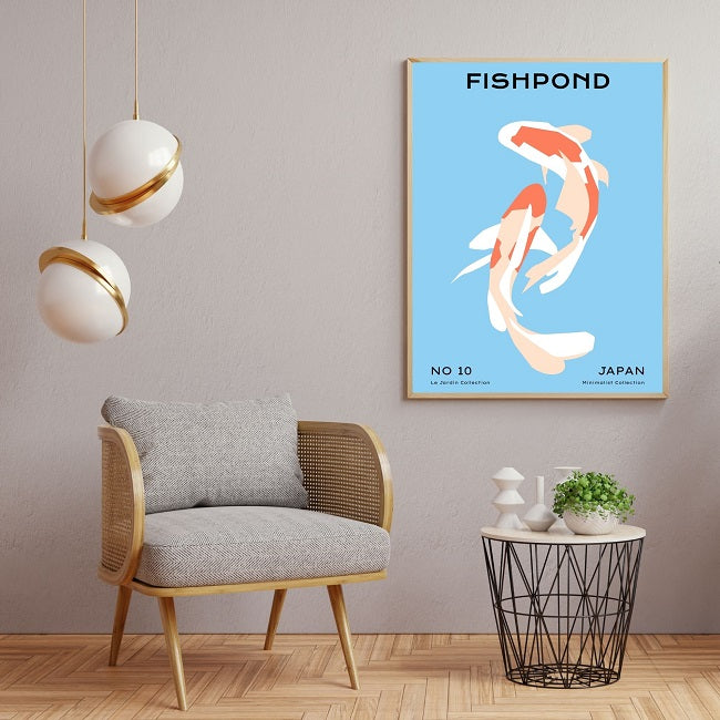 Japanese koi fish in water poster print