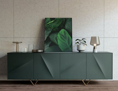 Poster of a dense collection of Large Green Leaves  on sideboard in room