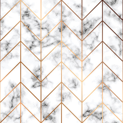 Marble and Gold Herringbone Removable Wallpaper Swatch