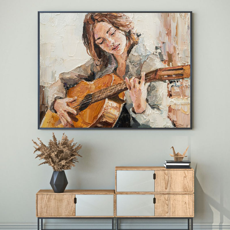 Women playing guitar poster print