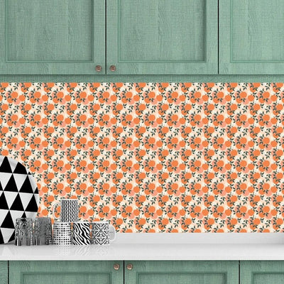 Orange Fruit Themed Wallpaper in Kitchen