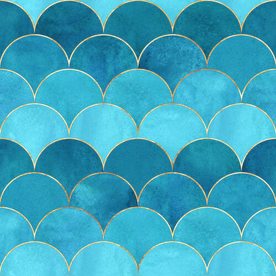 Blue and Gold Scales Removable Wallpaper Swatch