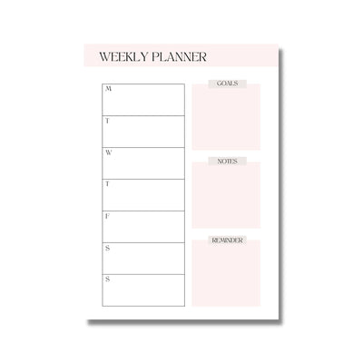 Weekly Planner Pink Poster Print