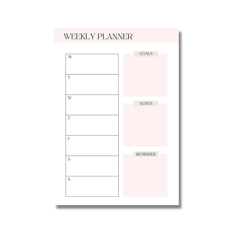 Weekly Planner Pink Poster Print