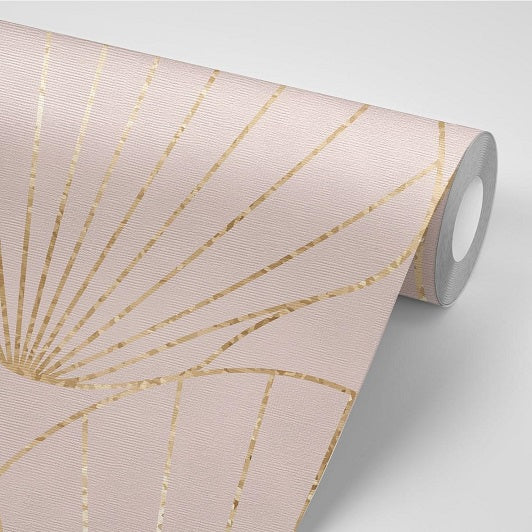 Pink and Gold Shell Removable Wallpaper Roll