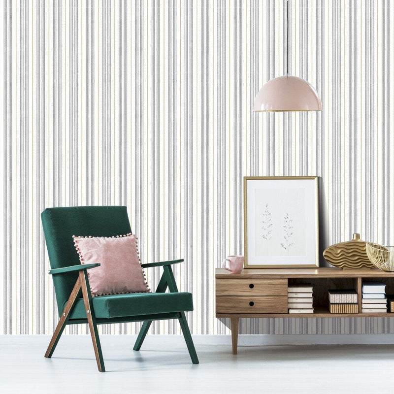 Pinstripe Removable Wallpaper in Living Room