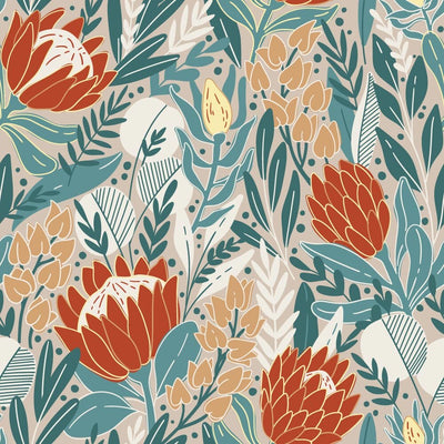 Red Protea Removable Wallpaper Swatch