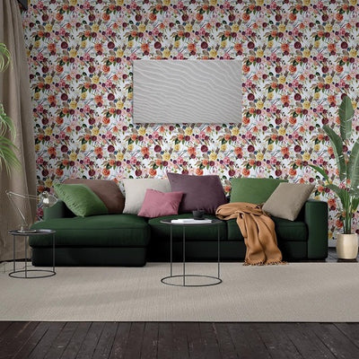 Rose Pattern Removable Wallpaper in Living Room