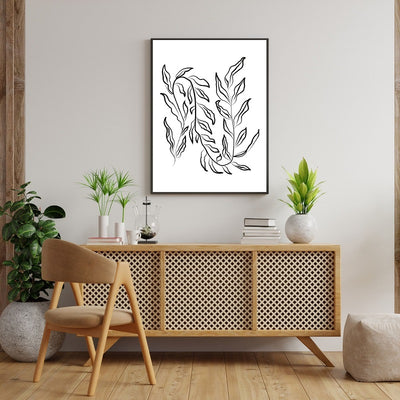 Black and white seaweed poster