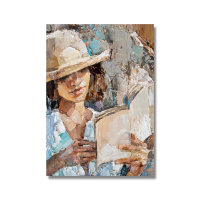 Lady ready a book poster