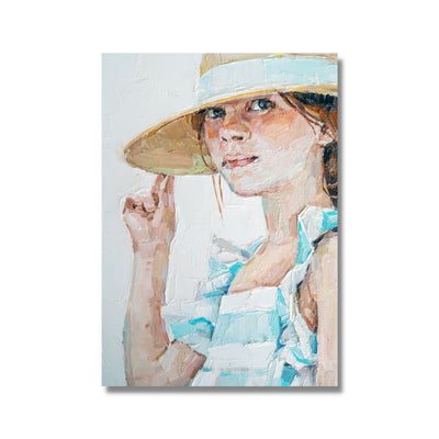 Young girl wearing sun hat