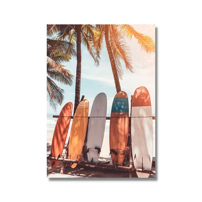 Surfboards at Beach Poster Print
