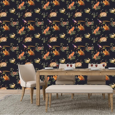 Woodland Creatures removable Wallpaper in Dining Room