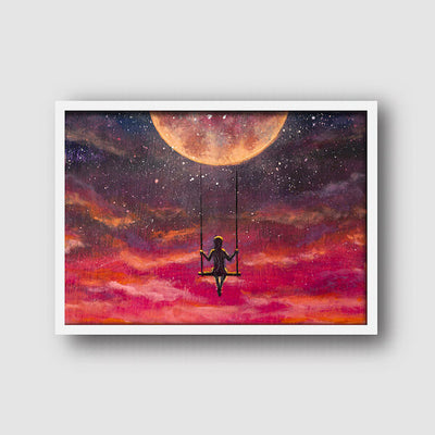 Moon swing poster framed on wall