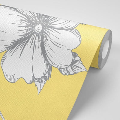 Yellow Floral Removable Wallpaper